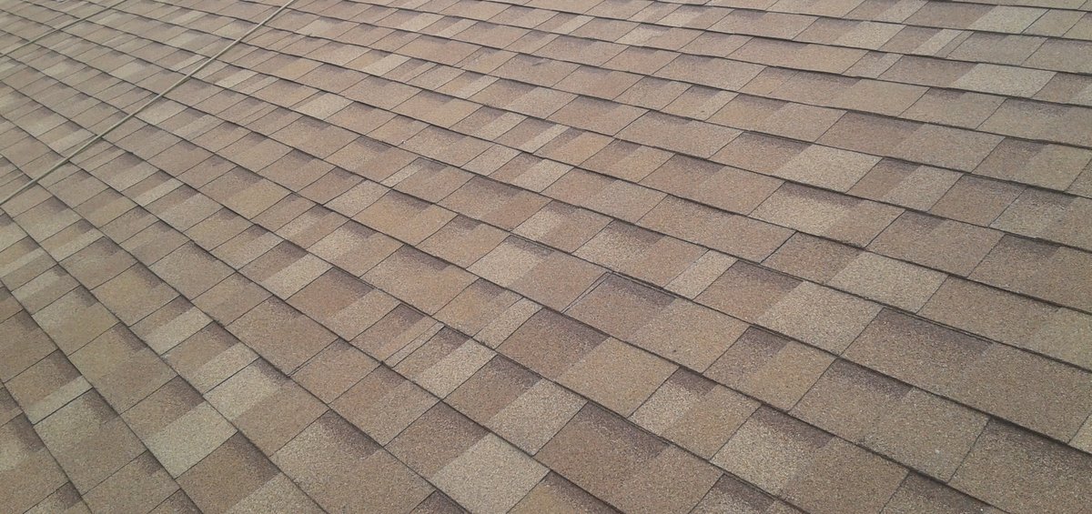 A shingle roof surface